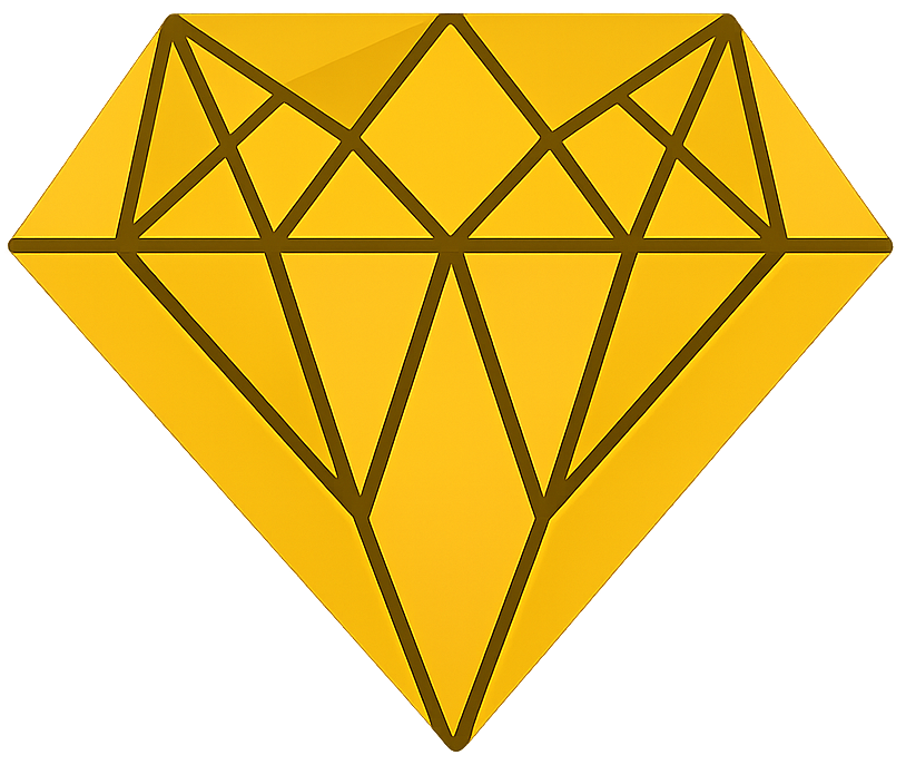 Gold geometric diamond icon representing premium value